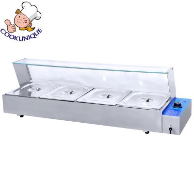 China Commercial Buffet Equipment Hamburger Kitchen Electric Bain Marie Food Warmer Glass Display Showcase for sale