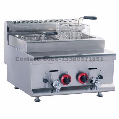 China Counter Top 2 Tank 2 Basket 8L+8L Gas Commercial Catering Fryer HGF-608 COOKUNIQUE for sale