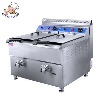 China With Oil Faucet Commercial 2 Tank 2 Basket Gas Deep Fryer 18L+18L Double Tank Deep Fryer for sale