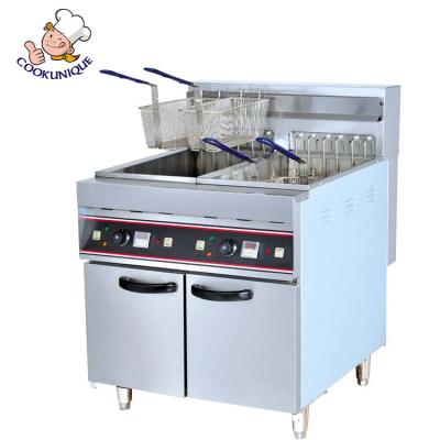 China Stainless Steel 2-Tank2-Basket Gas Fryer With Cabinet / Gas Fryer / Kitchen Equipment for sale