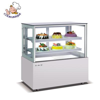 China Single-Temperature Commercial Display Refrigerator Cake Lay Out 3 Layers Of 1200mm Length Heated Glass for sale