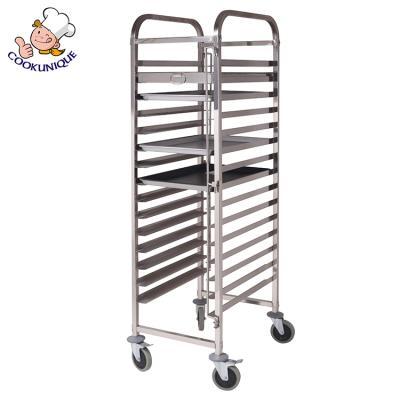 China Corrosion Protection Kitchen Metal Storage Rack Shelf Stainless Steel Commercial Trolley Tray Cart for sale