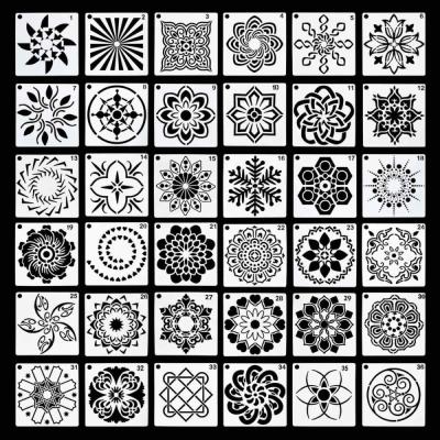 China Mandala Stencils Pack (3.6x3.6 inch) Mandala Dotting Painting Template Wall Decoration 36 Stencil Set For Painting for sale