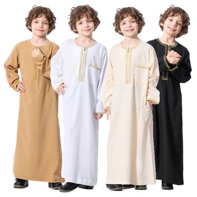 China Saudi Arabia Pakistan Kids Teenage Polyester Robe Party Thobe Arabic Kaftan Boy Thobe Middle East Full Sleeve Jubba Muslim Islamic Clothing for sale