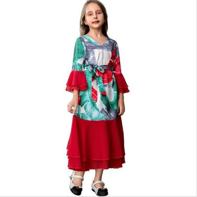 China Abaya Ramadan Long Dress Muslim Print Islamic Islamic Arab Dress Washable EID Dress Middle East Dubai Middle East Kaftan Maxi Dress Girl Kids Outfits for sale