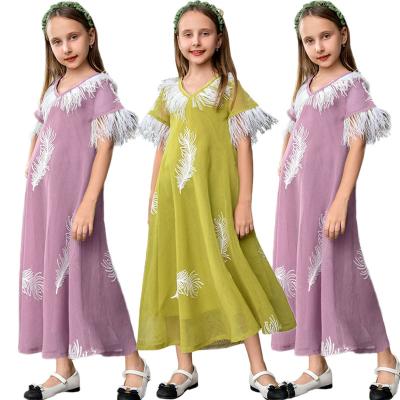 China Spring Autumn Fashion Islamic Floral Print Muslim Dress Long For Girls Kids Abayas Kids Arab Eid Ramadan Jilbab EID Kaftan for sale