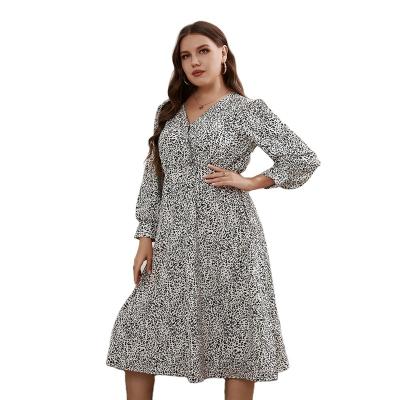 China 2022 Spring Summer Breathable Women Sheath Long Dubai Turkey Kaftan Abaya Muslim Dress Leopard Print Knee Length V-Neck Formal Dresses for sale