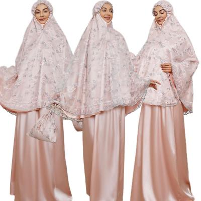 China Two Piece Long Khimar Islamic Modest Abaya Set Jilbab Kaftan Maxi Skirt Hijab Scarf Full Length Polyester Muslim Women's Prayer Dress for sale