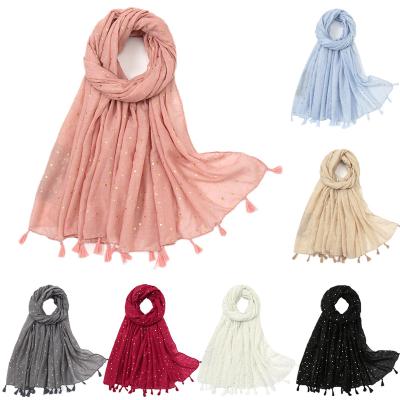 China Long Gently Easy To Use Wholesale Hot Sale 180*90 Islamic Hijab Popular Muslim Women Cotton Scarf Fashion Tassel Accessories Scarf for sale