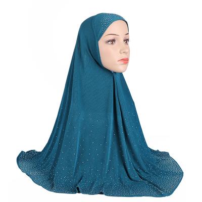 China Ramadan Amira Hijab Scarf Instant Headscarf Ethnic Prepare To Use Rhinestone Head Shawl Plain Sequins Full Hat Prayer Wrap Niqab Cover for sale