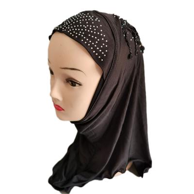 China Lovely Girls Kids Drill Beautiful Tassels Rhinestone Hijab Ethnic Muslim Islamic Scarf Shawls For 2 To 7 Years Girls Arab Scarf for sale