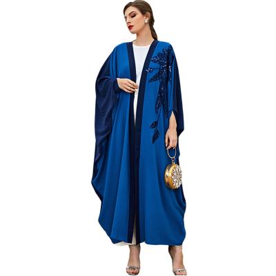 China Luxury Cardigan Maxi Robe Hijab Dress Ramadan Clothing Dubai Kaftan Muslim Open Abayas Arab Islamic Sequins Polyester Turkey Middle East for sale