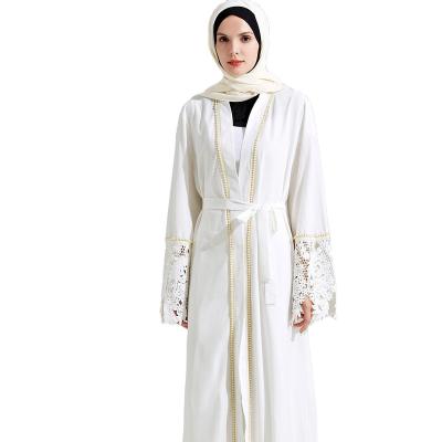 China Polyester Kimono Muslim Abaya Women Lace Long Dress Open Kaftan Islamic Ramadan Robe Gown Jilbab Maxi Cardigan Turkey Abayas Dubai Kaftan for sale