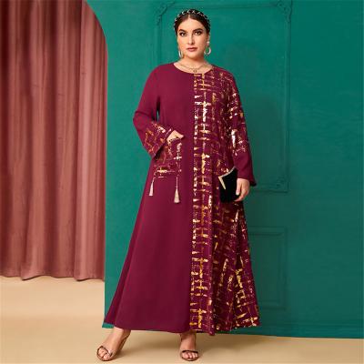 China Women Plus Size 2022 Elegant Plus Size Oversized Long Dress Turkey Ramadan Kaftan Dubai Abaya Party Dress Maxi Dress Vintage Print Tassel for sale