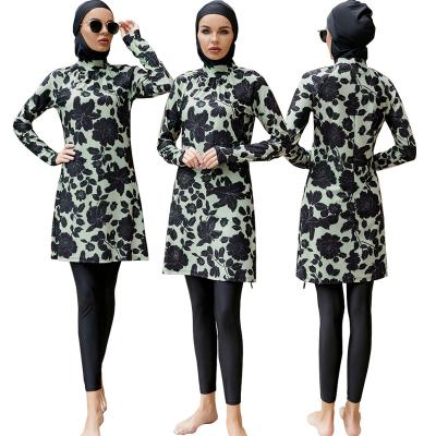 China Breathable Full Coverage Custom Made 3pcs Women Set Swimsuit Hijab Swimsuit Long Sleeve Bathing Suit Ladies Girls Swimming Islamic Arab Beach Wear for sale