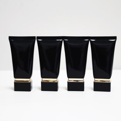 China Household Products 50ml Tube Luxury Black Plastic Container Cosmetic Squeeze Tube Packaging Oval Hand Cream Tube For Cream for sale