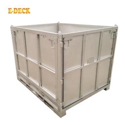 China Industrial Folding Heavy Duty Metal Synthetic Rubber Durable Stacking Steel Pallet Box Storage for sale