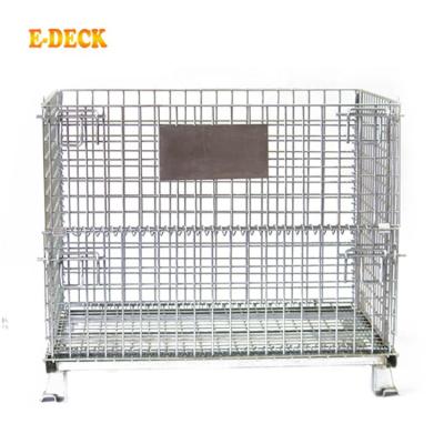 China Large Mild Steel Industrial Warehouse Q235 Folding Galvanized Welded Stackable Wire Mesh Container for sale