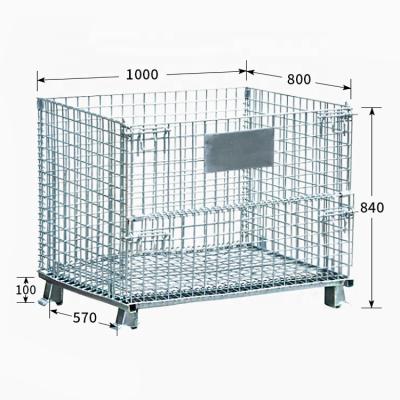 China Collapsible Collapsible Galvanized Wire Mesh Container Metal Storage Cage for sale