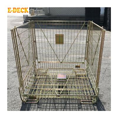 China Industrial Adding Reinforced Wire Between Legs Stacking Large Foldable PET Preform Mesh Container For Europe for sale