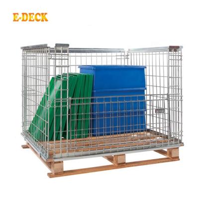 China Corrosion Protection Qualified Powder Coated Industrial Heavy Duty Collapsible Metal Storage Cage Bottomless Welded Pallet for sale