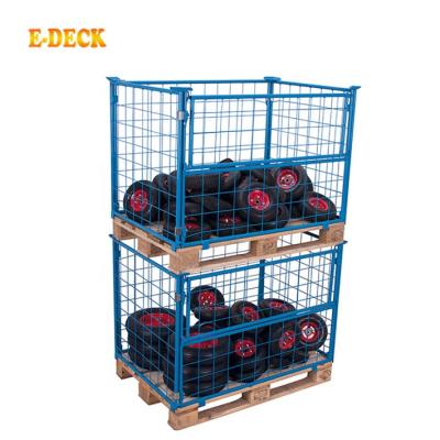 China Steel Box Cage Pallet Gitterbox Made By Corrosion Protection Metallic Heavy Duty Collapsible Iron Metal for sale