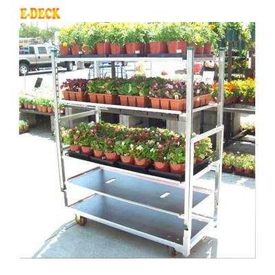 China Nursery Transport China Transport Loads 4 Wheel Dutch Garden Display Cart Flower Pot Cart for sale