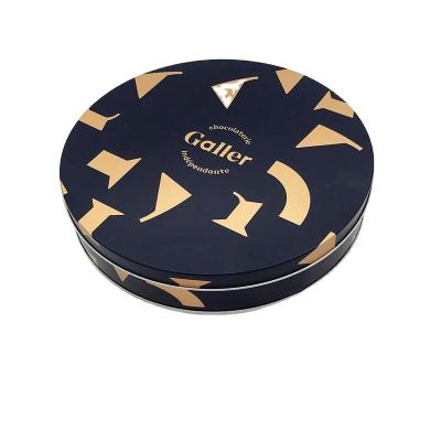 China Food Food Grade Custom Printed Metallic Color Round Chocolate Metal Tin Box for sale