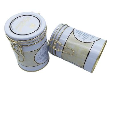 China Gift & Craft Food Grade Custom Printing Premium Tin Box With Clip Round Chocolate Candy Tin Box for sale