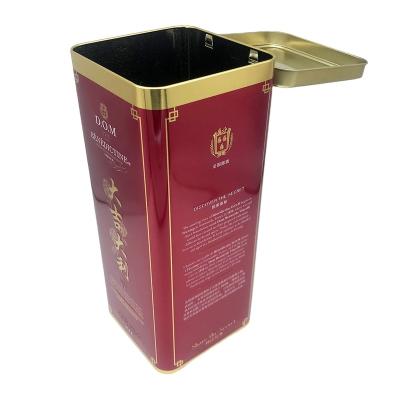 China Gift & 1L Craft Storage Lid Europe Wine Tin Rectangle Hinged Box Packaging for sale