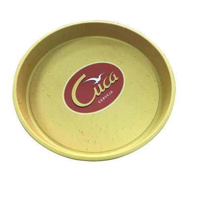 China Recyclable Custom Round Metal Tray Anti-Slip Bar Serving Trays for sale