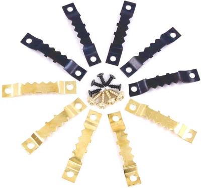 China General Industry Heavy Duty Sawtooth Picture Hangers Frame Hanging Hangers Double Hole with Screws - 2 Colors, Gold and Black for sale