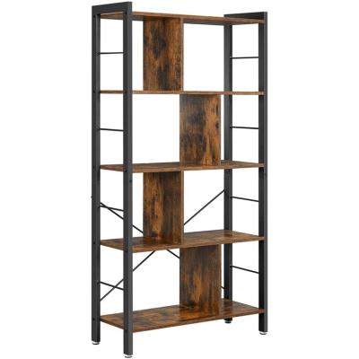 China Metal Frame 5 Shelf Rack Wooden Wooden Kids Show Book Shelves Wooden Modern for sale