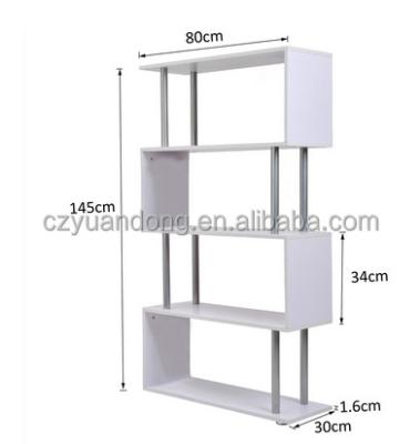 China PANEL Display Stand Black And White Wooden Storage Bookcase 4 Tier Tier Shelves Stand for sale