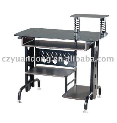 China PC Office Desk Furniture Tempered Glass Computer Table for sale