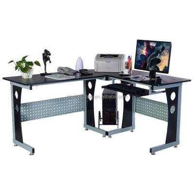 China Stable Commerical Furniture Office Use Corner Glass Wooden Computer Desk for sale