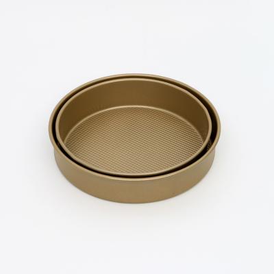 China Home DIY Chiffon Round Non-Stick Mold Cake Viable Gold Non-Stick Carbon Steel Baking Tool Cheese Baking Tray for sale