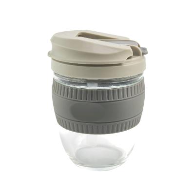 China Viable Amazon Selling 350ML Portable Reusable Glass Leak Proof For Kitchen Coffee Mug With Silicone Cup for sale