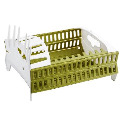 China Sustainable Dish Drying Rack Small Dish Rack With Tray Compact Dish Drainer For Kitchen Countertop Cabinet for sale