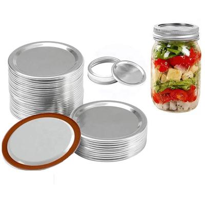 China Non Spill Canning Lids Regular Wide Mouth 70mm 86mm Stainless Steel Mason Jar Slot Type Lids With BPA Free for sale