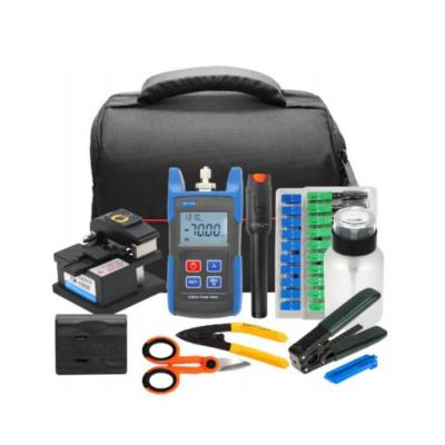 China FTTx FTTH Fiber Optic Tool Kits with Optical Power Meter and VFL/Cleaver/Kevlar Scissors/Stripper/Quick Connector for sale