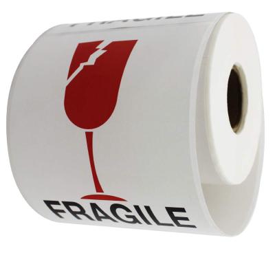 China Private Custom Fragile Vinyl Waterproof Sticker Packing Services Logistics Stickers Strong Glue for sale