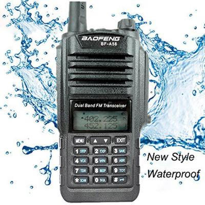 China WATERPROOF IP57 ANTI Baofeng BF-A58 5 Watts Waterproof Dual Band Analog Portable Two Way Radio H-1800m AH (Li-ion Battery) for sale