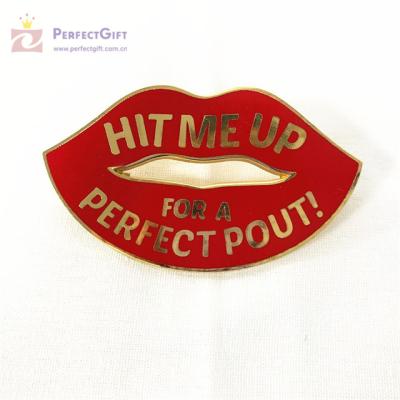 China USA Factory Making Custom Hard Enamel Lip Lapel Pins With Letter for sale