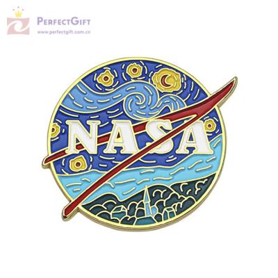 China Europe NASA high quality zinc alloy custom metal pins badge for souvenir for sale