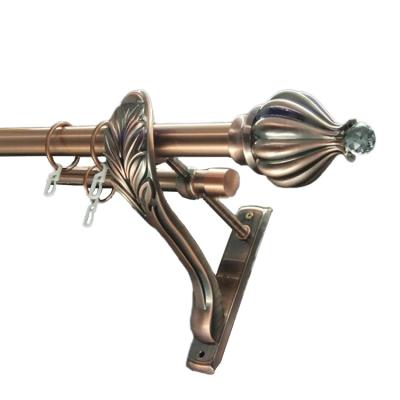 China Hot Sale Luxury Antique Brass Curtain Rod Aluminum Bracket New Design Eco-friendly Morden Metal Duplicate for sale