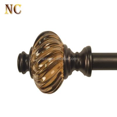 China Eco-friendly resin style curtain rod end cover resin finial single curtain pole curtain rods for decoration for sale