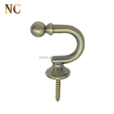 China Eco-friendly Antique Luxury Metal Hardware Small Double Steel Curtain Hooks Shed Living Room for sale