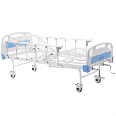 China Manual Metal 2 Function Hospital Bed Hospital Bed Medical Patient Bed Manufacturer for sale