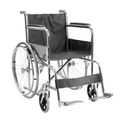 China Manual Wheelchair Light Weight Foldable Manual Wheelchair Plated 24 Inch Steel Wheelchairs for sale